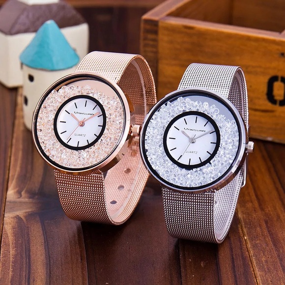 Accessories - Fashion Women Rhinestone Watches Luxury Leather Wo
